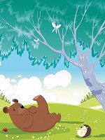 Готовые флизелиновые фотообои для маленьких мальчиков и девочек 184x254 см Лесные зверюшки для детей (2429V4A)+клей