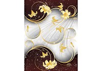 Популярные флизелиновые фотообои цветы 206x275 см Желтые лилии на бордовом и белом фоне (2431VEA)+клей