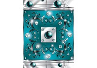 Флизелиновые фотообои абстракция в интерьере 184x254 см Шары и бриллианты на темно-бирюзовом и белом фоне+клей