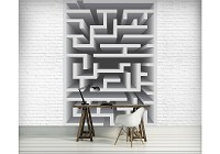 Красивые флизелиновые фотообои на кухню 184x254 см 3Д Серый лабиринт (2450V4A)+клей