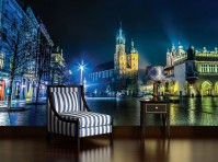 Флизелиновые 3D фотообои спальня 254x184 см Городской горизонт Кракова (1314V4)+клей