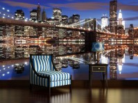 Фотообои флизелиновые 312х219 см город Нью-Йорк Бруклинский мост (1670VEXXL)+клей