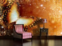 Дизайн зала флизелиновые фотообои 254x184 см Бабочка на коричневом фоне (173V4)+клей