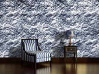 Флизелиновые фотообои в зал 416x254 см Каменная стена - имитация серебра (1795VEXXXL)+клей