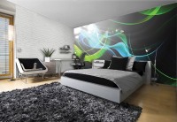 Красивые флизелиновые фотообои абстракция 254x184 см Волны на темном фоне (2588V4)+клей