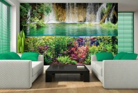 Флизелиновые фотообои 3д Подводный мир Природа 368x254 см Растения Рыбы и Водопад (3226V8)+клей