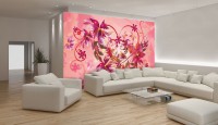 Флізелінові рожеві фотошпалери абстракція в інтер'єрі 368x254 см Квіткове серце (520V8)+клей - вид 1 мініатюра