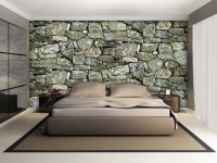 Флизелиновые 3д фотообои в интерьере 312x219 см Стена из больших камней (2190VEXXL)+клей