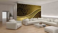 Флізелінові фотошпалери до вітальні 254x184 см Золоте полотно (035V4)+клей - вид 1 мініатюра
