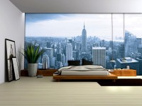3д флизелиновые фотообои 254x184 см Город Нью-Йорк в серо-голубых тонах (1326V4)+клей
