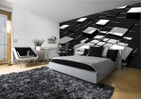 Фотошпалери флізелінові 3D квадрати 416х254 см Чорно-білі блискучі кубики (2579VEXXXL)+клей
