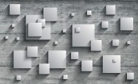 Флізелінові абстрактні 3д фотошпалери на стіну 368 x 254 см Сірі квадрати з тінню (3030V8)+клей - вид 1 мініатюра