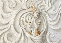 Флизелиновые фото обои 3д Барельеф 416 x 254 см Потрескавшаяся скульптура девушки с золотыми украшения (3161VEXXXL)+клей - вид 1 миниатюра
