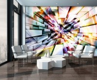 Флизелиновые фотообои 312x219 см Разноцветный 3Д тоннель из квадратов (3486VEXXL)+клей