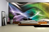 Ремонт гостиной с флизелиновыми фотообоями 254x184 см Абстрактное искусство - Яркие волны (775V4)+клей