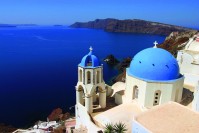 Фотообои флизелиновые 3D город 375х250 см Вид на море с острова Санторини (MS-5-0199)+клей