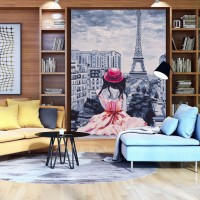 Флизелиновые фотообои город 206х275 см Девушка на фоне Парижа (11508VEA)+клей - вид 6 миниатюра