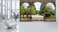 3д флизелиновые фотообои в зал фото 312x219 см Красивый парк за аркой с цветами (1077VEXXL)+клей - вид 1 миниатюра