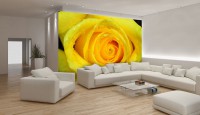 3 д флизелиновые фотообои Большие цветы 254x184 см Бутон ярко-желтой розы (661V4)+клей - вид 1 миниатюра