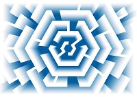 Флизелиновые фотообои 416x254 см 3Д Бело-синий лабиринт (2453VEXXXL)+клей