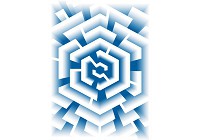 Флизелиновые фотообои для зала 184x254 см 3Д Бело-синий лабиринт (2453V4A)+клей - вид 1 миниатюра