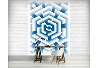 Флизелиновые фотообои в коридор 206x275 см 3Д Бело-синий лабиринт (2453VEA)+клей