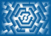 Популярные флизелиновые фотообои 254x184 см 3Д Сине-белый лабиринт (2454V4)+клей