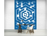 Флизелиновые фотообои 184x254 см 3Д Сине-белый лабиринт (2454V4A)+клей