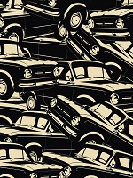 Ретро флизелиновые фотообои на стену 206x275 см Черно-белые машины (2464VEA)+клей