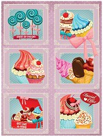 Флизелиновые фотообои на всю стену на кухню 184x254 см Мороженое и пирожное в стиле пин-ап (2465V4A)+клей