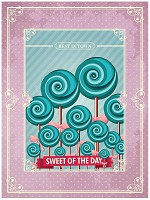 Розовые флизелиновые фотообои на кухню 184x254 см Сладкие леденцы в стиле пин-ап (2466V4A)+клей