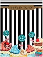 Светлые флизелиновые фотообои на кухню 184x254 см Кексы В Стиле Пин Ап (2470V4A)+клей