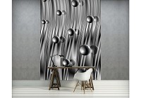 Флизелиновые фотообои для кухни 184x254 см 3Д Черно-белые сферы и волны (2486V4A)+клей