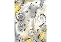 Флизелиновые фотообои 3d абстракция цветы 184x254 см Бутоны желтых роз - бриллианты и вензеля (2493V4A)+клей - вид 1 миниатюра