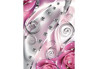 Флизелиновые фотообои абстракция цветы 206x275 см 3Д Бутоны розовых роз - бриллианты и вензеля (2494VEA)+клей - вид 1 миниатюра