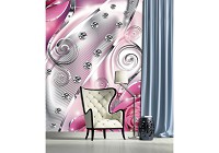 Флизелиновые фотообои 3д цветы 184x254 см Бутоны розовых роз - бриллианты и вензеля (2494V4A)+клей