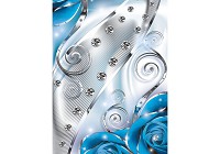 Флізелінові фотошпалери для спальні квіти 206x275 см 3Д Бутони синіх троянд - діаманти та вензеля (2496VEA)+клей - вид 1 мініатюра