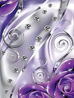 Абстракция флизелиновые фотообои на стену 206x275 см 3Д Бутоны фиолетовых роз - бриллианты и вензеля (2497VEA)+клей - вид 1 миниатюра