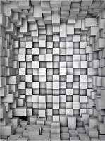 Флизелиновые фотообои 3d серые кубики 184x254 см Область в квадратах (2505V4A)+клей
