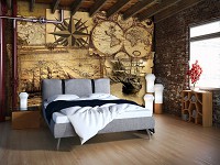 Флізелінові фотошпалери для кухні 416x254 см Старовинні карти світу та кораблі (2531VEXXXL)+клей - вид 8 мініатюра