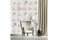 Популярные флизелиновые фотообои 206x275 см Бабочки и розы (2549VEA)+клей