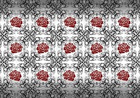 Флизелиновые фотообои в интерьере 312x219 см Красные розы и черно-белый узор (2552VEXXL)+клей