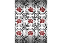 Флизелиновые фотообои для кухни 206x275 см Красные розы и черно-белый узор (2552VEA)+клей - вид 1 миниатюра