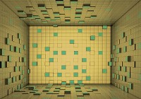 Флизелиновые фотообои в спальню квадраты 254x184 см 3D-комната из желтых кубиков (2581V4)+клей