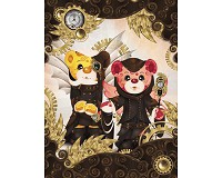 Флізелінові фотошпалери дитячі 184x254 см Жовтий ведмедик і червоний ведмедик в абстракції (2585V4A) +клей