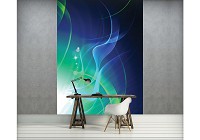 Флизелиновые фотообои абстракция в интерьере 184x254 см волны на синем фоне (2589V4A)+клей