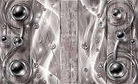 Флизелиновые фотообои в коридор 312x219 см Черные шары бриллианты и вензеля (2597VEXXL)+клей