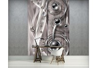 Флизелиновые фотообои на кухню 184x254 см Черные шары бриллианты и вензеля (2597V4A)+клей