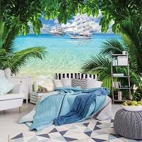 Природа 3д флізелінові фотошпалери 312x219 см Корабель у бірюзовому океані (2598VEXXL)+клей - вид 6 мініатюра