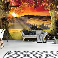Фотообои флизелиновые 3D 368x254 см Пейзаж Тосканы на закате солнца (2599V8)+клей